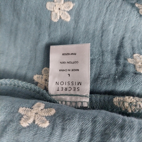 NEW SECRET MISSION Double Cotton Anita Embroidered Midi Dress Dusty Blue - Picture 8 of 9